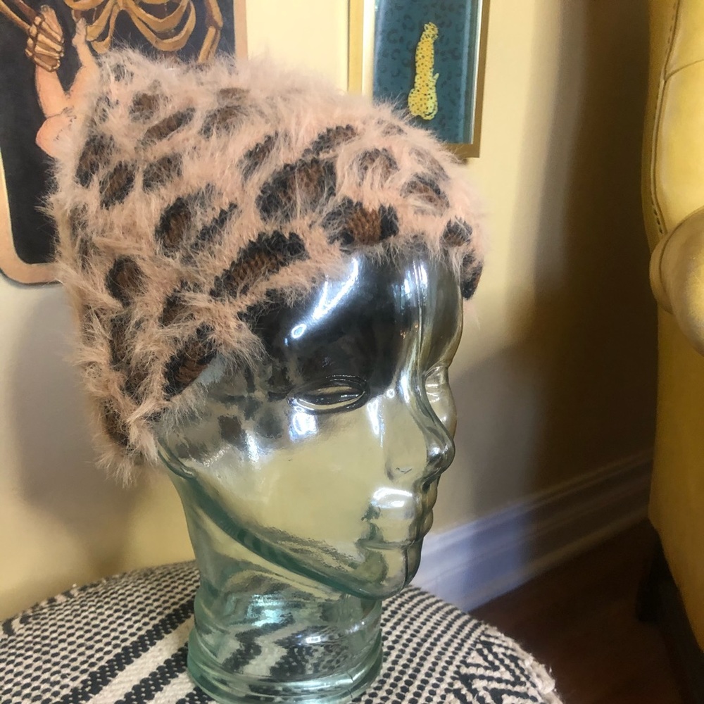 Fuzzy Leopard Beanie